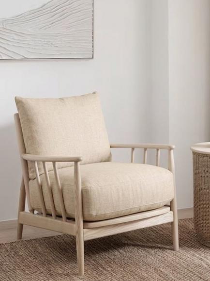John Lewis Cookham Armchair, Light Leg - view 2, Chenille Natural