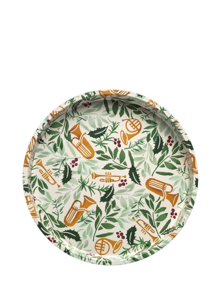 Emma Bridgewater Bring in the Green Round Deep Well Tin Tray, Green/Multi, Green/Multi