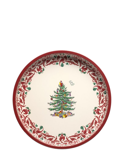 Spode Christmas Tree Round Tray, Red/Green, Red/Green