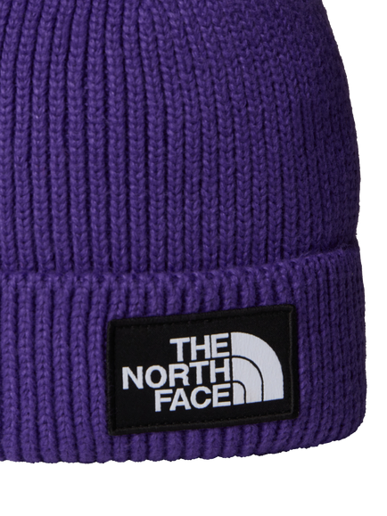 The North Face Logo Box Cuffed Beanie, Purple - view 2, Peak Purple