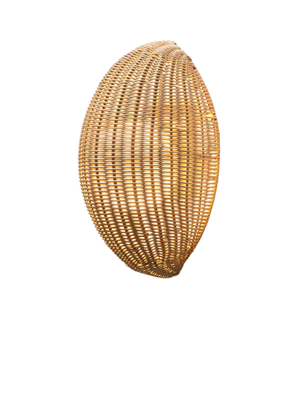 LG Outdoor Barca Woven Rattan Rechargeable Garden Wall Lamp, 40cm, Sesame, Natural