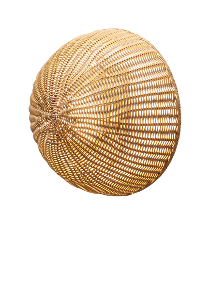 LG Outdoor Cerchio Woven Rattan Rechargeable Garden Wall Lamp, 40cm, Sesame, Natural