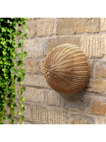 LG Outdoor Cerchio Woven Rattan Rechargeable Garden Wall Lamp, 40cm, Sesame - view 2, Natural