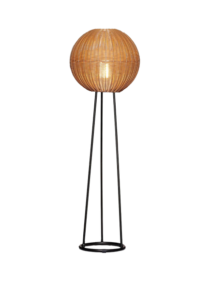 LG Outdoor Orta Woven Rattan Rechargeable Garden Floor Lamp, 1.2m, Natural, Natural