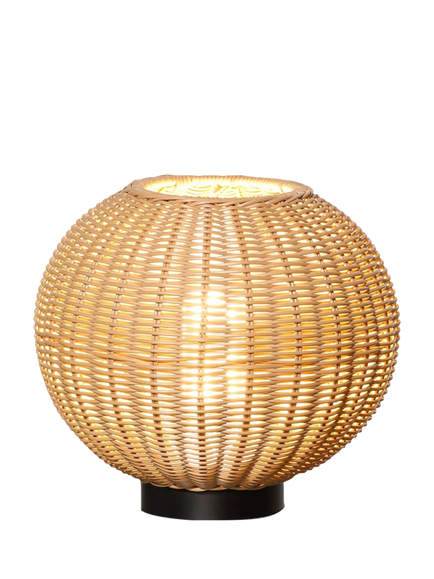 LG Outdoor Orta Woven Rattan Rechargeable Garden Table Lamp, 28cm, Natural, Natural