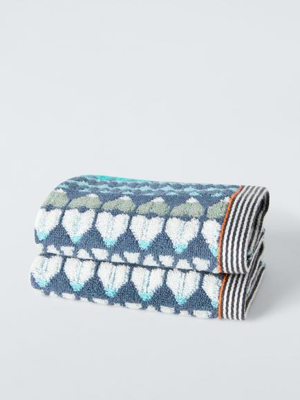 Margo Selby Eastbourne Face Cloth, Set of 2, Blue/Multi, Blue Multi