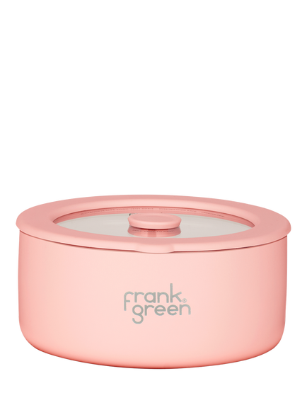 frank green Small Stainless Steel Bowl with Glass Lid, 700ml, Blushed