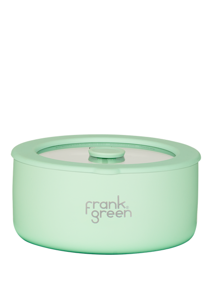frank green Small Stainless Steel Bowl with Glass Lid, 700ml, Mint Gelato