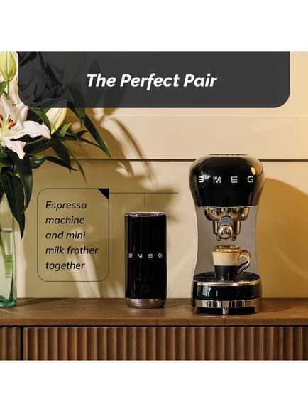 Smeg ECF12 Manual Espresso Coffee Machine with Mini Milk Frother - view 2, Black