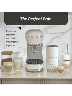 Smeg ECF12 Manual Espresso Coffee Machine with Mini Milk Frother, White