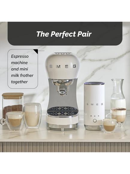 Smeg ECF12 Manual Espresso Coffee Machine with Mini Milk Frother - view 2, White