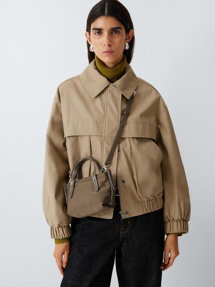 John Lewis Mini Nylon Crossbody Bag, Choc - view 2, Choc