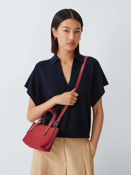 John Lewis Mini Nylon Crossbody Bag, Red - view 2, Red