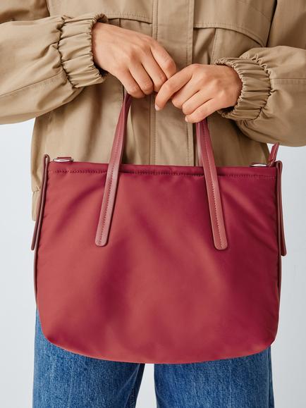 John Lewis Nylon Crossbody Bag, Red - view 2, Red