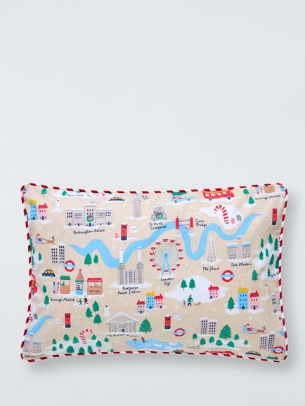 John Lewis London Christmas Reversible Duvet Cover & Pillowcase Set, Cotbed - view 2, Multi