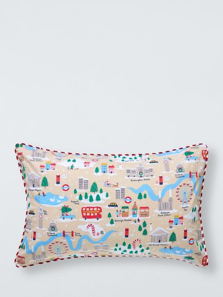 John Lewis London Christmas Reversible Duvet Cover & Pillowcase Set, Single - view 2, Multi