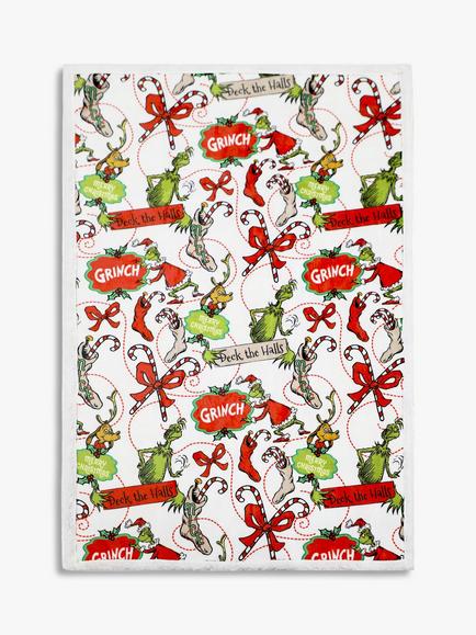 Brand Threads Grinch Christmas Sherpa Blanket, Natural