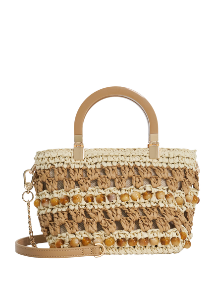 Dune London Dahlia Raffia Twin Handle Grab Bag, Natural, Natural