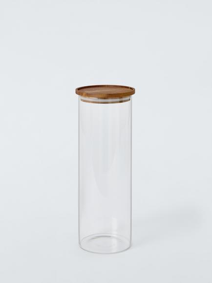John Lewis Glass Storage Jar with Acacia Wood Lid, 1.6L, Clear, Clear
