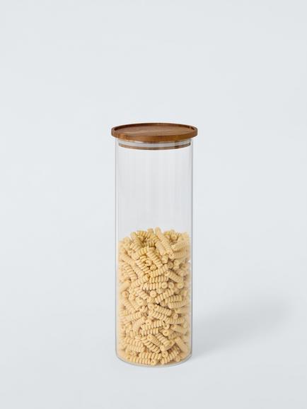 John Lewis Glass Storage Jar with Acacia Wood Lid, 1.6L, Clear - view 2, Clear