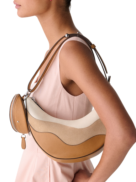 kate spade new york Duo Wavy Sueded Panel Crossbody Bag, Garden Soil - view 2, Garden Soil