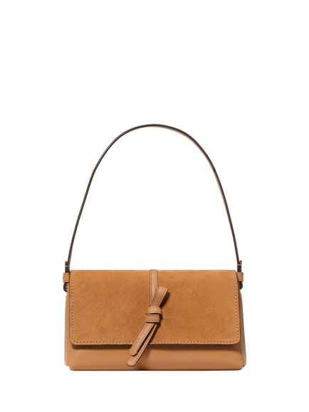 kate spade new york Loop Suede and Leather Shoulder Bag, Garden Soil, Garden Soil
