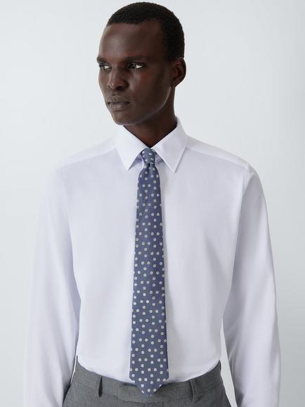 John Lewis Silk Spot Tie, Blue - view 2, Blue