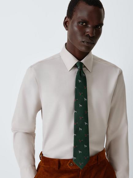 John Lewis Silk Dog Pheasant Tie, Green - view 2, Green