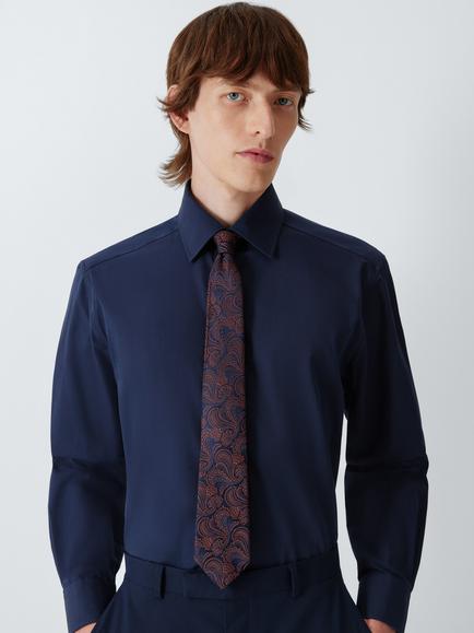 John Lewis Silk Paisley Tie, Navy/Orange - view 2, Navy/Orange