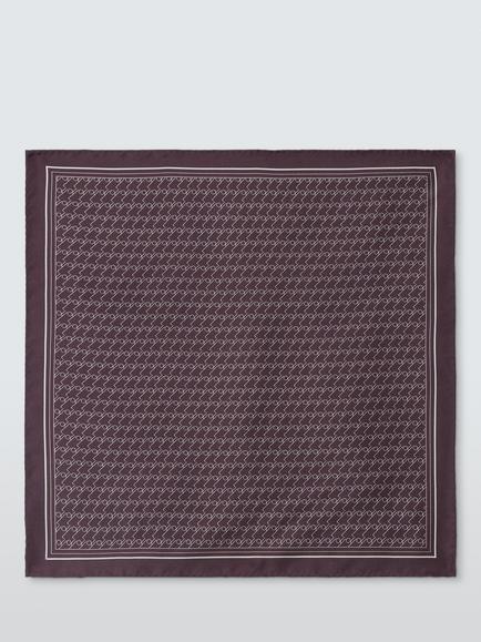 John Lewis Printed Silk Pocket Square, Burgundy