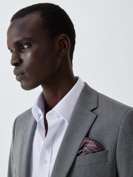 John Lewis Printed Silk Pocket Square - view 2, Burgundy