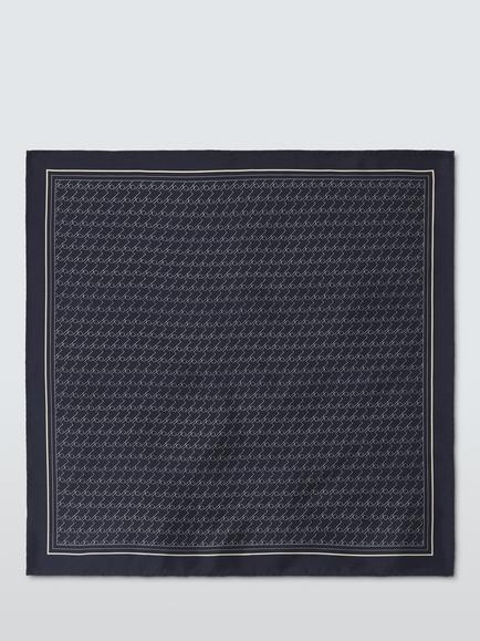 John Lewis Printed Silk Pocket Square, Navy