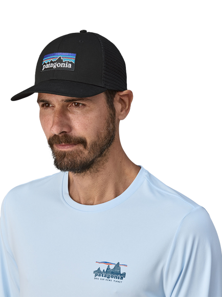 Patagonia P6 Logo Trucker Cap, Black, Black