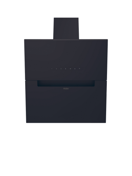 Haier HADG6CBS4BWIFI 60cm Angled Chimney Cooker Hood, Black & Black Glass, Black & Black Glass