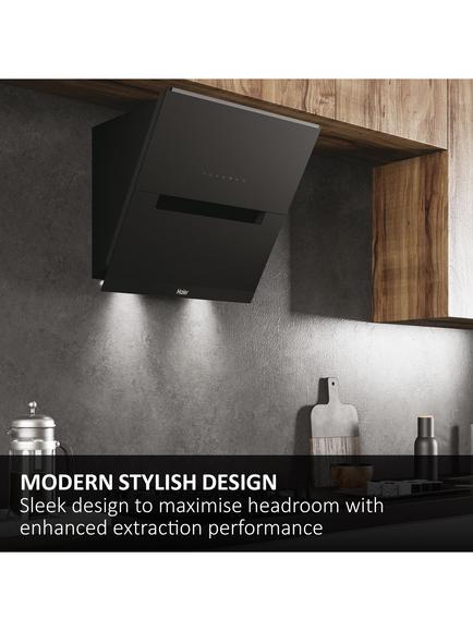 Haier HADG9CBS4BWIFI 90cm Chimney Cooker Hood, Black & Black Glass - view 2, Black & Black Glass