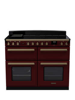 Rangemaster OUTLET Estel Deluxe ESDLB110EIPBOR/AB1 110cm Electric Range Cooker with Induction Hob,Like New, Bordeaux/Antique Brass, Bordeaux