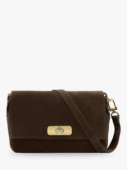 Apatchy London Maisie Midi Chocolate Suede Bag, Chocolate
