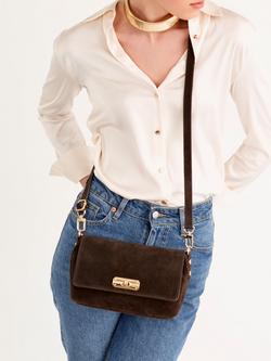 Apatchy London Maisie Midi Chocolate Suede Bag - view 2, Chocolate