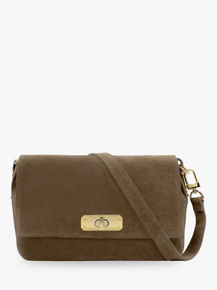 Apatchy London Maisie Midi Suede Bag, Mink