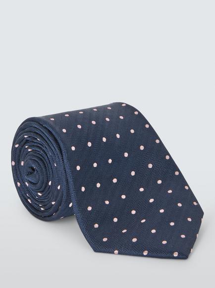 John Lewis Dot Silk Tie, Navy/Pink, Navy / Pink