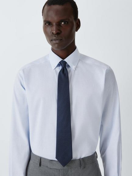 John Lewis Silk Micro Spot Tie, Navy - view 2, Navy