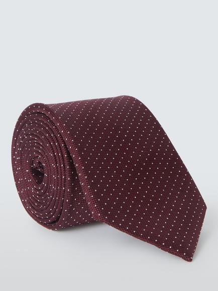 John Lewis Silk Micro Spot Tie, Navy, Burgundy