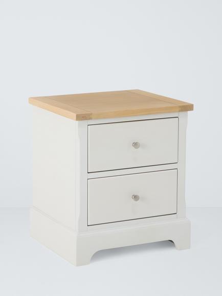 John Lewis Seconds Cove 2 Drawer Bedside Table, Like New, Greige Oak, Greige Oak