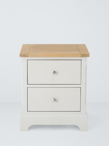 John Lewis Seconds Cove 2 Drawer Bedside Table, Like New, Greige Oak - view 2, Greige Oak
