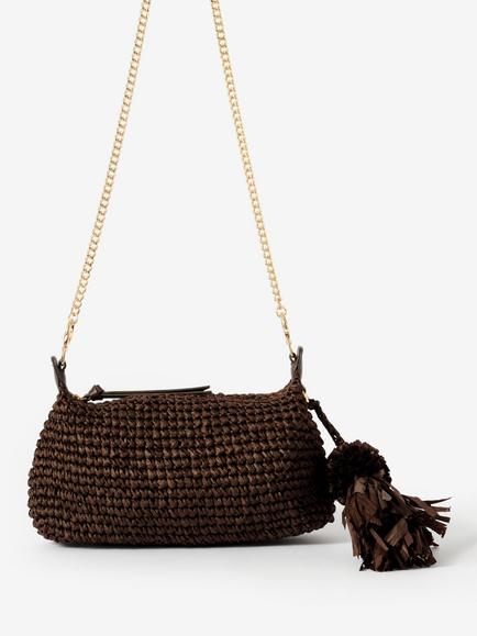 Mint Velvet Woven Straw Crossbody Bag, Brown, Brown
