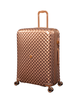 it luggage Glitzy 8-Wheel Spinner 74cm Expandable Large Suitcase, Copper, Copper