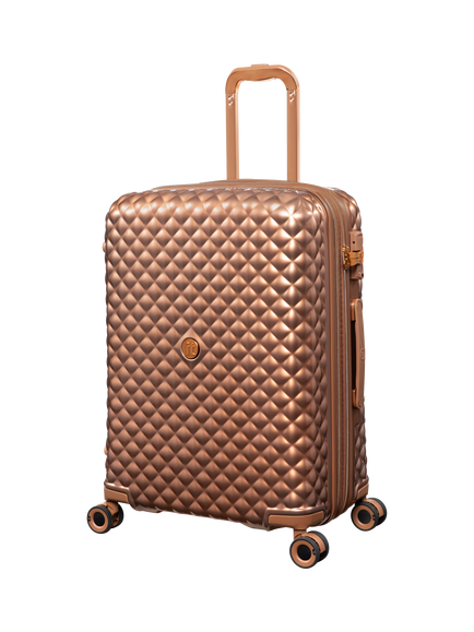 it luggage Glitzy 8-Wheel Spinner 64cm Expandable Medium Suitcase, Copper, Copper