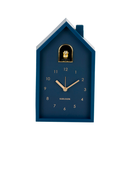 Karlsson Modern Cuckoo Analogue Alarm Clock - view 2, Dark Blue