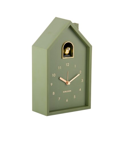 Karlsson Modern Cuckoo Analogue Alarm Clock, Luxury Green