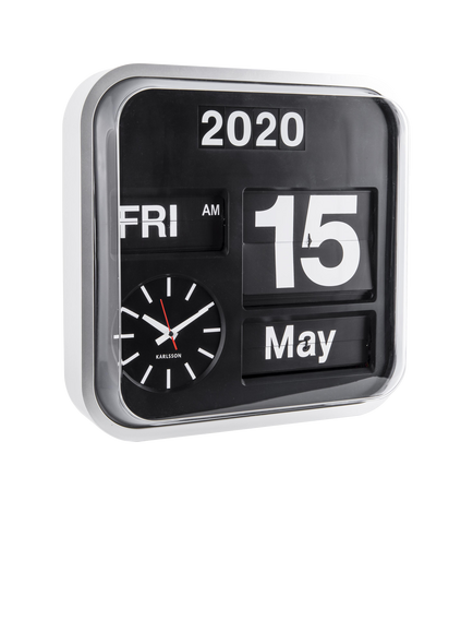 Karlsson Big Flip Square Analogue Wall Clock, 43cm, Silver, Silver